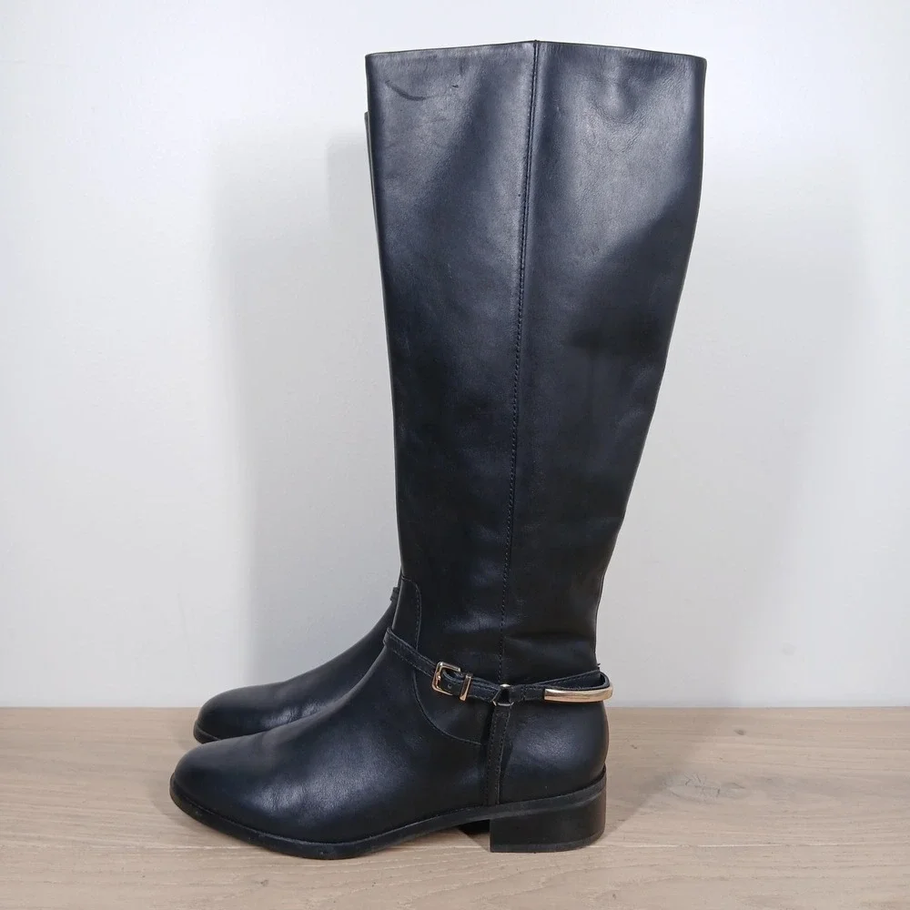 Essex Lane Boots Women 8.5 Black Leather Knee High Riding Equestrian Classic